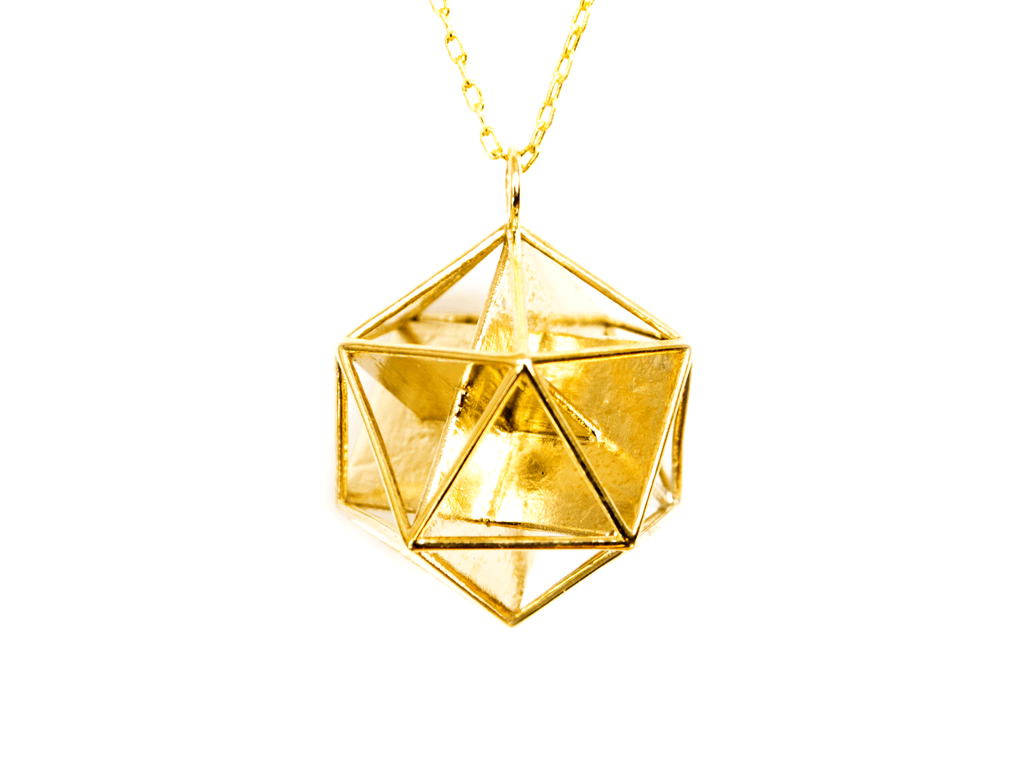 Golden Icosahedron Pendant