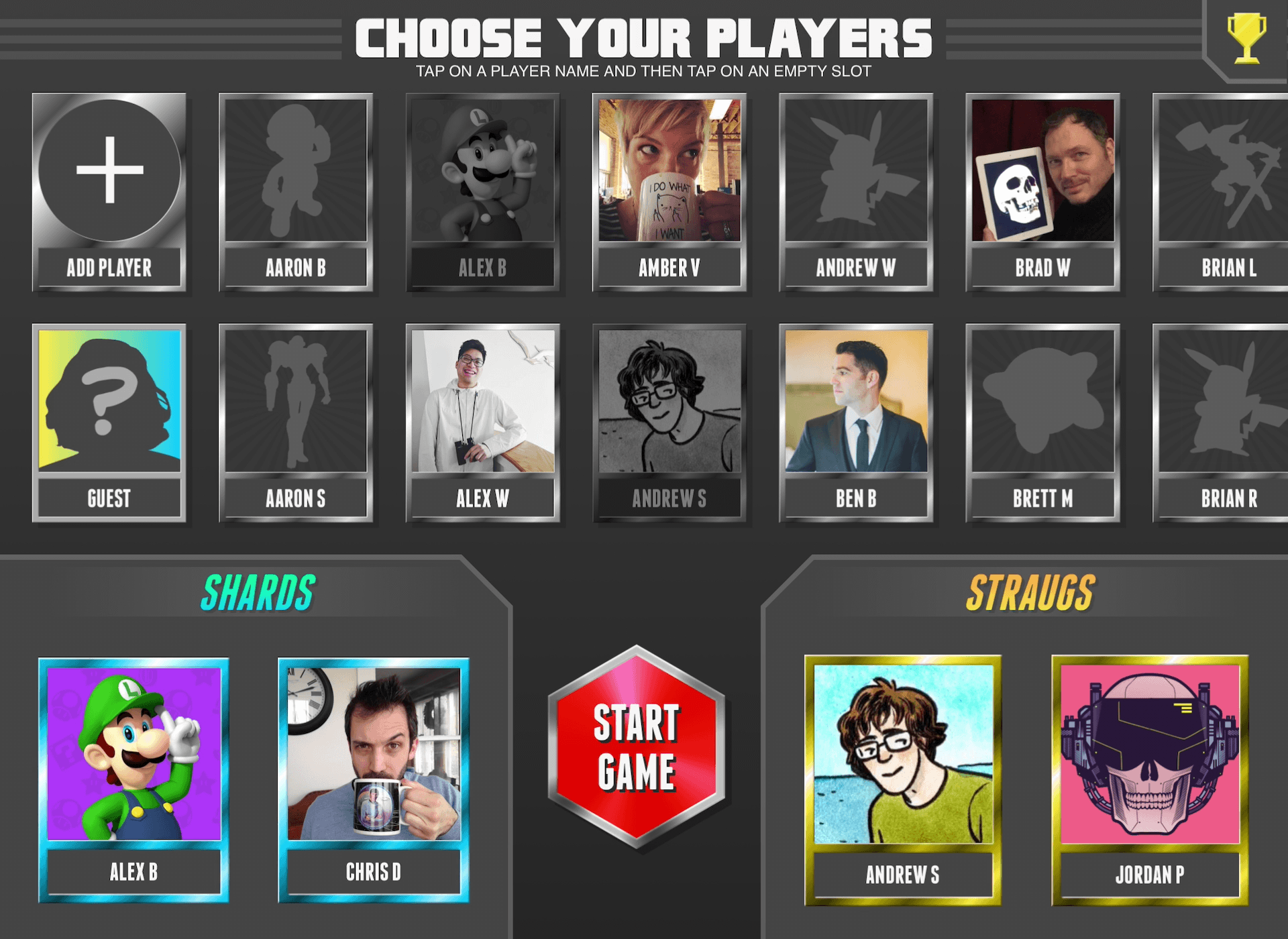 Player select screen